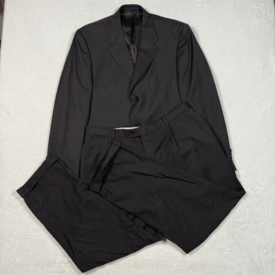 Daniel Cremieux Loro Piana Men’s 43R Dark Gray Striped Wool 3-Button Suit 38x32 - Image 1 of 4