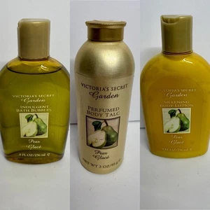 Victoria's Secret Vintage Garden PEAR GLACE • Bath Bubbles • Lotion • Talc • NOS - Picture 1 of 10