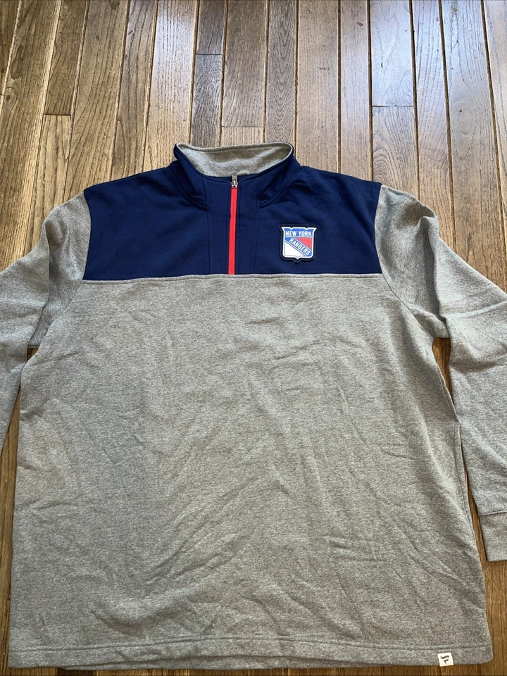 Fanatics New York Rangers 1/4 Zip Pullover Men’s 3 Blue Cotton/ Polyester - Image 1 of 4