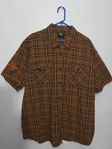 Harley-Davidson Men’s 3XL Flannel Shirt Tortoise Shell Plaid – Embroidered Logo - Picture 1 of 23
