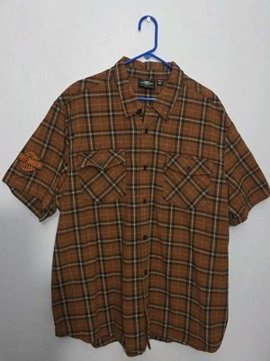 Camisa de franela Harley-Davidson 3XL a cuadros caparazón de tortuga para hombre - logotipo bordado Foto 1 de 4