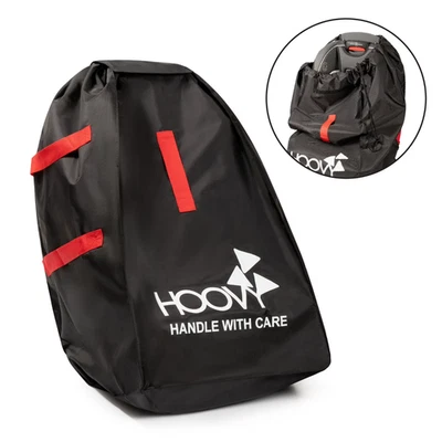 Bolsa de asiento de coche de viaje Hoovy Safe & Secure, negra/roja con correas para mochila Foto 1 de 4