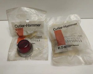 LOT OF 2 NEW OLD STOCK! EATON CUTLER-HAMMER RED GLASS LENSES 10250TC13 - Picture 1 of 2