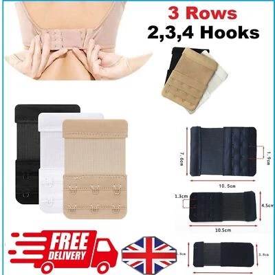 2 3 4 Hook Hooks Bra Extender Extension Strap Underwear Black White Beige Color - Image 1 of 4