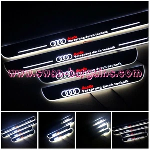 4pcs WHITE Audi A4 RS4 Animated Moving LED Panel Car Door Sill Scuff Plates - Picture 1 of 4