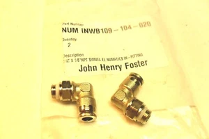 qty 2 - 1/4 Tube x 1/8" NPT Swivel Numatics Fitting Nickel-Plated, Brass Nickel - Picture 1 of 3