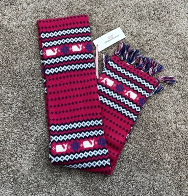 Vineyard Vines девочки розовый синий Fair Isle вязаный зимний шарф шерсти кашемир новый - Изображение 1 из 4