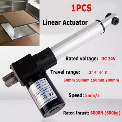 2"- 8" Electric 50mm-200mm Linear Actuator 6000N Heavy Duty 24V DC Motor Lift x1 - Image 1 of 4