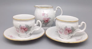 Bernadotte Floral Czech Republic Demitasse Teacup & Saucer set w Creamer - Picture 1 of 13
