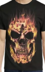 Way to Celebrate Halloween Big Mens Flaming Skull Graphic Tee Black Size 3XL - Picture 1 of 3