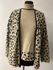 Womens Vintage 80s twin set | turtleneck with leopard trim with matching sweater - Picture 1 of 10