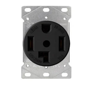 Receptáculo de hoja recta empotrada Leviton negro 30AMP 125/250V 14-30R - Imagen 1 de 4
