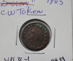 1863 Indian Head Cent Lebensmittelmedaille 1863 Indian Head Cent Lebensmittelmedaille - Bild 1 von 4