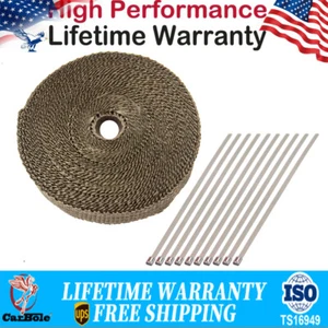 Exhaust Heat Wrap Tape Pipe Ties Kit For Header/Exhaust 1" x 50 FT Roll Titanium - Picture 1 of 11