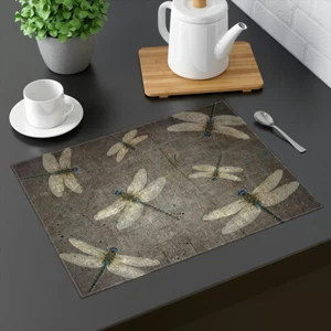 Home and Table Decor - Gray Dragonfly Themed Placemat - Picture 1 of 4