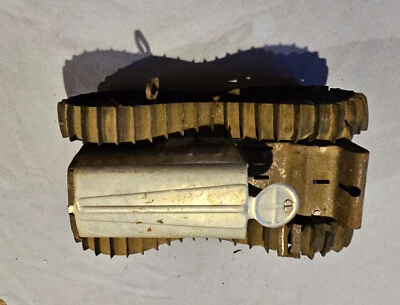 Vintage Lumen Marx Pressed Tin Tractor Toy Rubber Tracks Climbing Wind Up works - Image 1 of 4