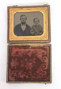 Antike Vintage Daguerreotypie Fotografie - Vater & Sohn - Bild 1 von 5