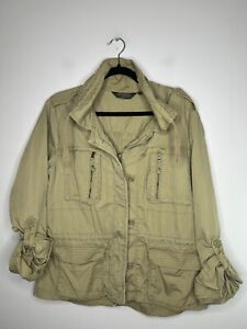 Eddie Bauer Vintage Women’s Brown Tan Utility Cargo Military Jacket Size Large