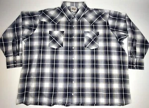 Camicia a scatto Ely Cattleman LS da uomo 4XL bianco e nero western a quadri - Foto 1 di 7