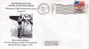 FIRST WOMEN TO OBTAIN FA1 CERTIFICATE, MINEOLA, NY 1975 FDC18577 - Picture 1 of 2