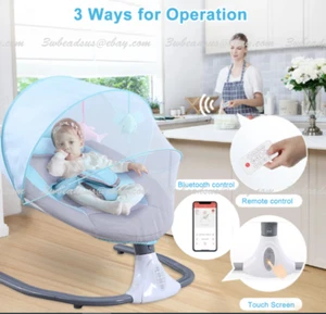 Electric Baby Swing Cradle Infants Bouncer Bed Seat Crib Motorized Bluetooth US - Picture 1 of 12