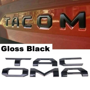 3D Raised Tailgate Insert Letters fit 2016-2023 Tacoma Badge Emblems GLOSS BLACK - Picture 1 of 9