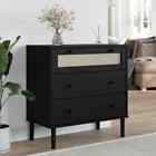 Drawer Cabinet SENJA Rattan  Black 80x40x80  Solid Wood Pine R2F7