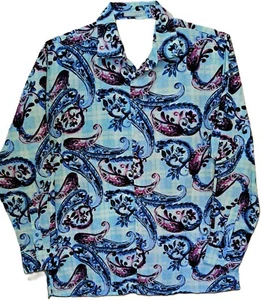 Men's Psychedelic Blue Paisely 70s Shirt XL - Picture 1 of 1