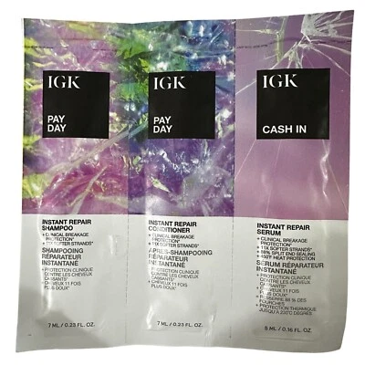IGK Pay Day Instant Repair Shampoo Conditioner and Serum 0.23oz/7mL each - Image 1 of 2