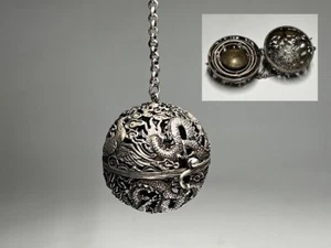 Vintage Copper work dragon, phoenix, openwork Hanging incense burner - Picture 1 of 8