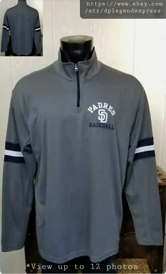 Padres Сан-Диего бейсбол 1/4 молнии длинным рукавом серый Activewear рубашка Топ XL - Изображение 1 из 4
