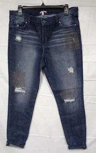 Women's JUICY COUTURE Los Angeles ~ Frayed Studded Blue Jeans ~ 27" inseam / 10 - Picture 1 of 10