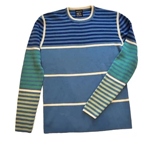 Womens pure wool Head sweater, Size medium, blue stripes, long sleeve - Picture 1 of 7