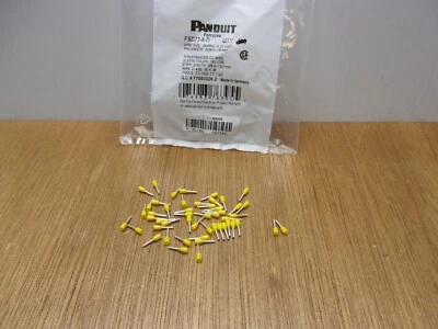 (Qty.50) Panduit FSD73-6-D Ferrule 24 AWG Yellow 3/8" Long DIN Crimp Terminal - Image 1 of 4