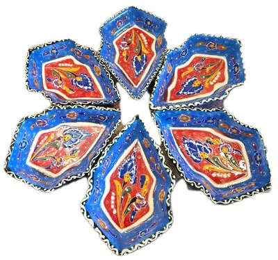 6 复古土耳其手工制作手绘陶瓷菜肴升花签名 H.D — 第 1/4 张图片