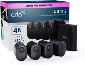 Arlo Ultra 2 4K UHD Überwachungskamera 4er Set inkl. SmartHub Sirene NEU OVP - Picture 1 of 15