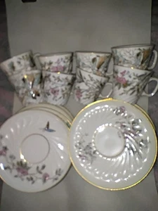 Antik Nachlass Charles Ahrenfeldt Floral mit Schmetterlingen Demitasse Set 1920-1929 - Bild 1 von 24
