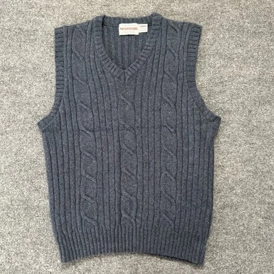 Chaleco Suéter McGregor De Colección Hombres L Lana Cuello en V Cable Tejido Azul Gasolina Hecho en EE. UU. Foto 1 de 4