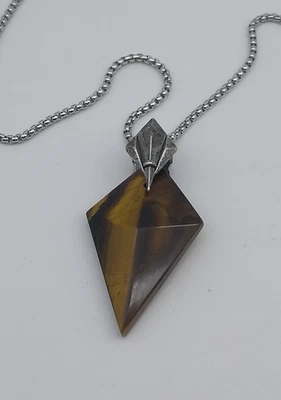 N1 Natürlicher Tigerauge Anhänger, facettierte Drachenanhänger mit Kette - Bild 1 von 4