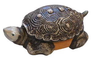 Vintage Carole Stupell Pottery Ceramic Painted Turtle Lidded Dish - Picture 1 of 12