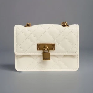 KURT GEIGER LONDON MICRO BRIXTON FAUX LEATHER CROSSBODY IN BONE - Picture 1 of 6