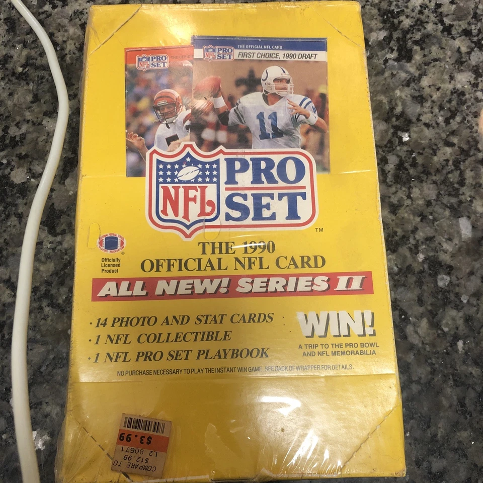 1990 Pro Set Series 2 Football Wax Box Factory Sealed 36 Packs Emmitt Smith RC - Image 1 of 1