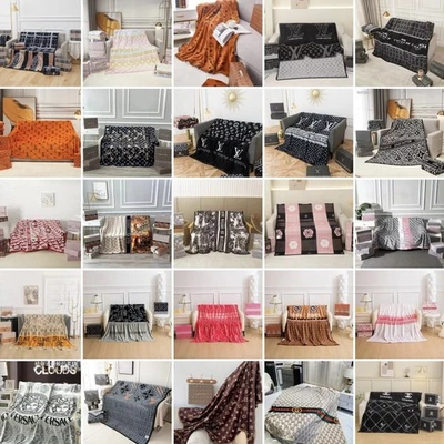MARKENLOS Light Luxury Flannel Blanket Big Brand Comfortable Blanket Sofa Nap Blanket UK $