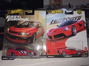 Hot Wheels Euro Speed La Ferrari & Fast & Furious Mitsubishi Lancer Evo IX - Picture 1 of 3