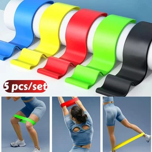 Bande di Resistenza Loop Set di 5 Esercizi Allenamento Terapia Fitness Yoga Booty Band - Foto 1 di 9