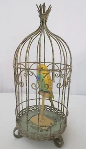 Vtg Motion activated Chirpping Singing Parakeet Bird In Cage works - Picture 1 of 13