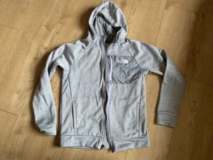 North Face Fleece Jacket Nylon Panel Grey Hooded Youth Boys Size XL - Picture 1 of 7