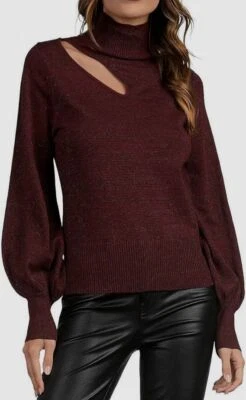 Suéter Pullover Para Mujer $89 Elan Rojo Metálico Recortado Talla M Foto 1 de 3