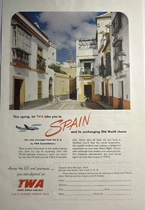 1953 Druckanzeige TWA Trans World Airlines Urlaub Alte Welt erkunden Madrid Spanien - Bild 1 von 1
