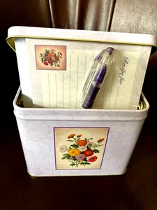 Kitchen Tin Recipe Box From Penman Paper  Cards, Memo Pad, Gel Pen, Never Used - Picture 1 of 4